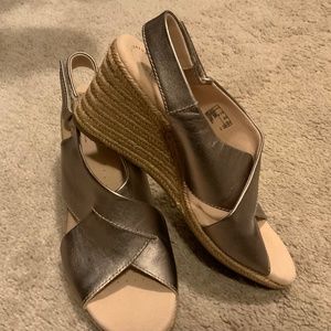 NEW! Clarks Bronze Wedge Sandals